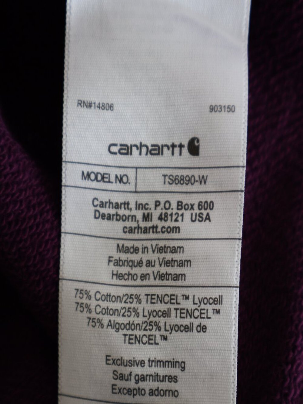 Size M - Carhartt TENCEL™ Fiber Series - Sleeve Graphic Sweatshirt - Eggplant - Picture 12 of 16